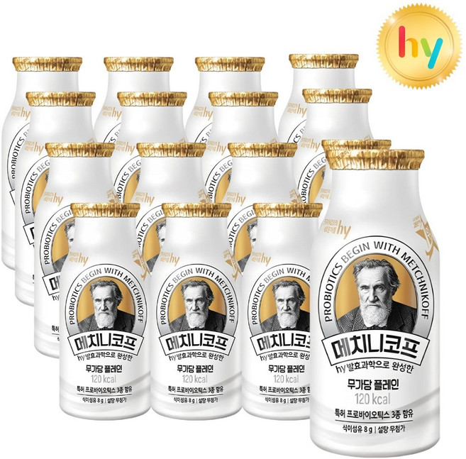 hy 에치와이 메치니코프 무가당 플레인 요거트, 16개, 140ml
