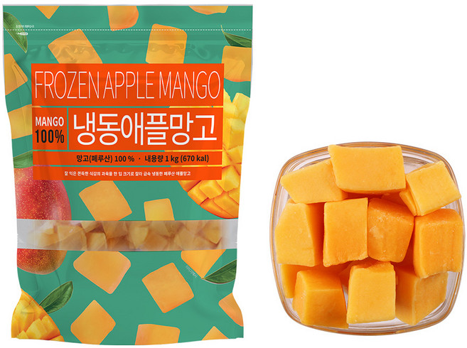[딜라잇가든]냉동 애플망고청크(페루산), 3개