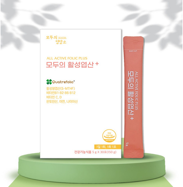 (3+1) 활성엽산 콜린 미오 이노시톨4000 여성 임산부 임신준비 임신초기 영양제 건강기능식품 모두의활성엽산플러스 30포, 1박스, 30회분