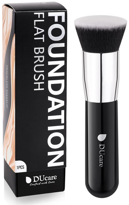 DUcare 가부키 플랫 파운데이션 브러시 대형 소프트모 알루미늄 튜브 나무손잡이, 1개, DS001-3