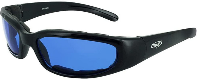 Global Vision Chicago 패딩 라이딩 안경 블랙 프레임/블루 렌즈 [호환], Global Vision Chicago 패딩 라이딩 안, 1개