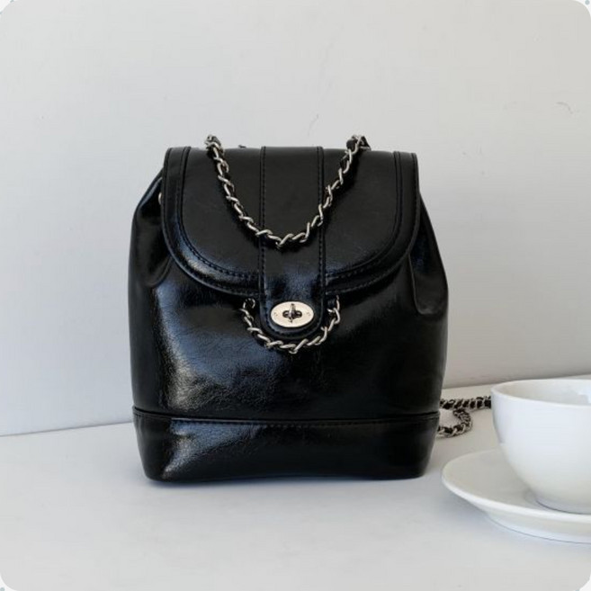 에쉬울프 미니 체인백팩 여성 비건레더 백팩 복조리백 버킷백