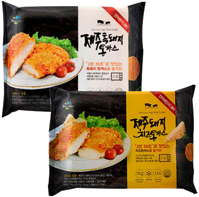 오크라팜 제주도 흑돼지 돈까스 치즈 통까스, 195g, 10개, 흑돼지통까스+치즈통까스