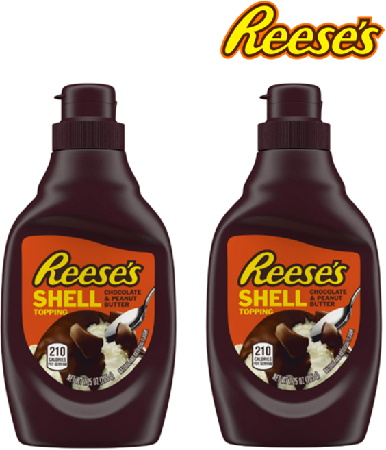 [Reese's] [1+1] 리세스 피넛버터 초코쉘 소스 시럽 굳는 초코 시럽 소스 토핑 Reese's Chocolate Peanut Butter Shell, 2개