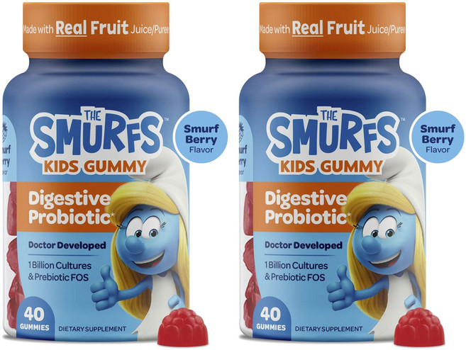 스머프 어린이 소화 유산균 10억 컬쳐 & 프리바이오틱 FOS 베리 맛 구미, 40정, 2개