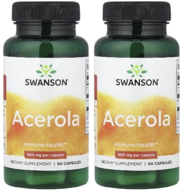 스완슨 아세로라 체리 비타민C 500mg 60캡슐 2개 Acerola, 60정 - 쿠팡