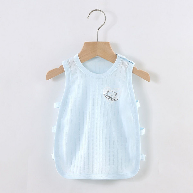 A類嬰兒純棉琵琶衣 夏季超薄款背心男女寶寶無袖肚兜, 1個, 淺藍色80