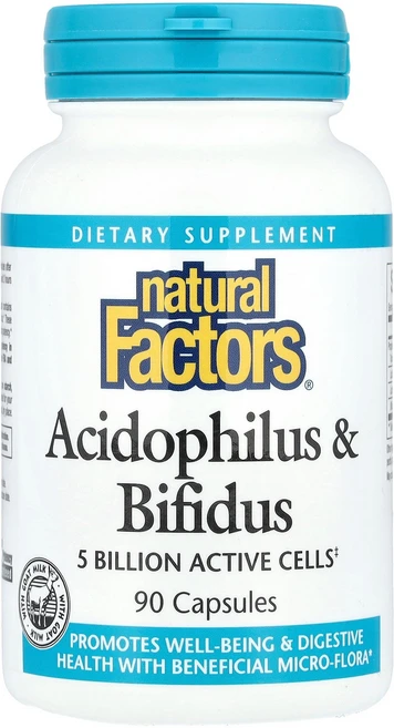 Natural Factors Acidophilus & Bifidus 90 Capsules, 1개 - 쿠팡