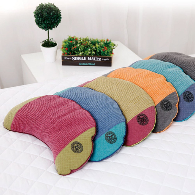 [에코숲라이프] 편백 메밀 자수 반달베개, 그레이, 1개