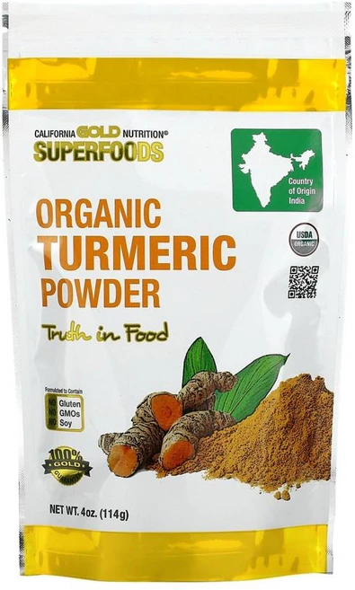 캘리포니아 골드 수퍼푸드 오가닉 터메릭 파우더 유기농 강황 분말 4 oz 114 g), 114g, 1개 - 쿠팡