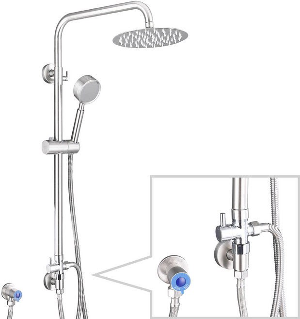 준앤코 스테인리스 분리형 해바라기 샤워바 수전미포함 샤워봉세트 샤워부스, RS01, 실버, 1개