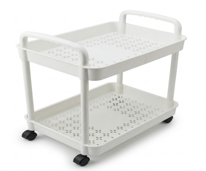 투원 이동식 슬림 트롤리 선반 틈새 수납장 공간활용 책장, 화이트