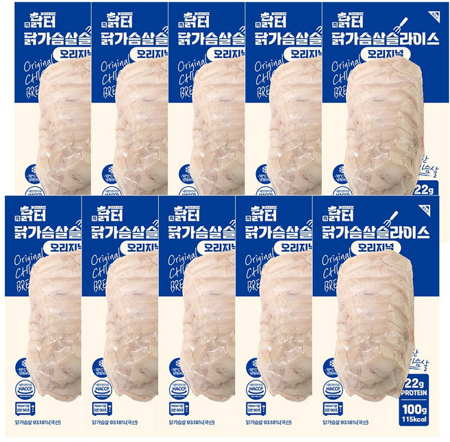 닭터 닭가슴살 오리지널 슬라이스 10봉, 100g, 10개