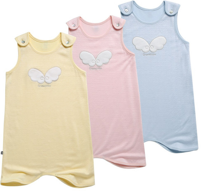 그린베베 국내생산 봄가을용 엔젤 이중지 수면조끼