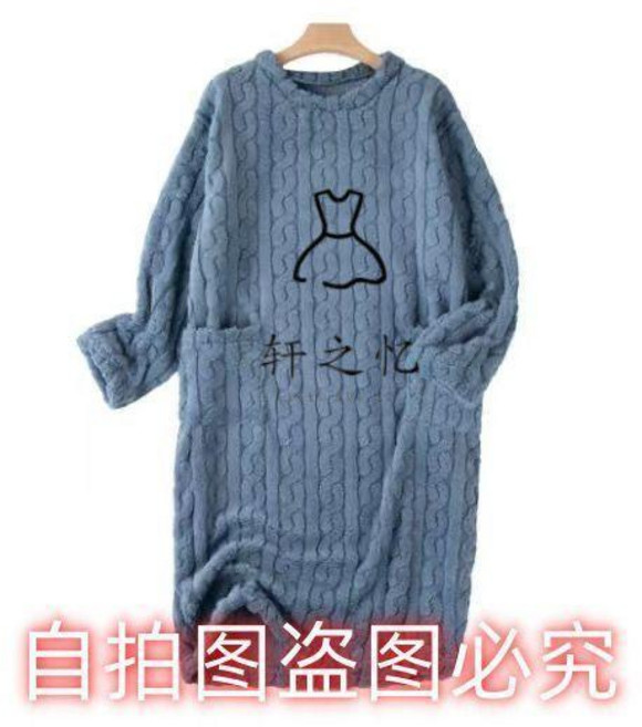 行走的被子冬季新款加長保暖寬鬆有口袋珊瑚絨家居睡衣睡袍睡裙女