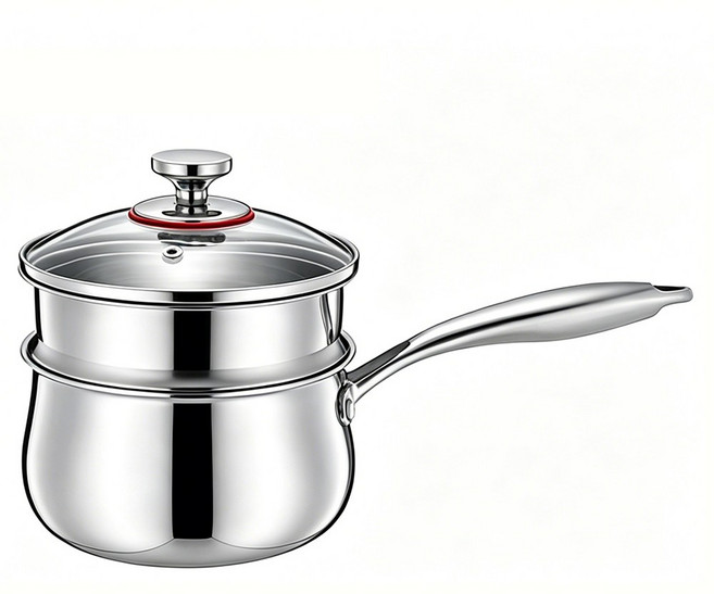 Yumly 편수 인덕션 이유식 냄비 통3중 304 스텐 밀크팬, 1개, 찜기, 16cm