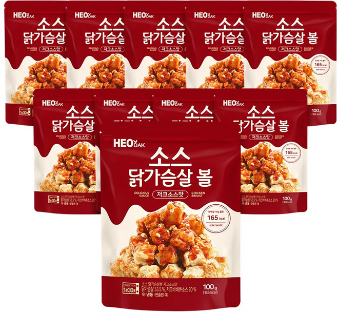 허닭 소스 닭가슴살볼 100g 저크소스맛, 10개