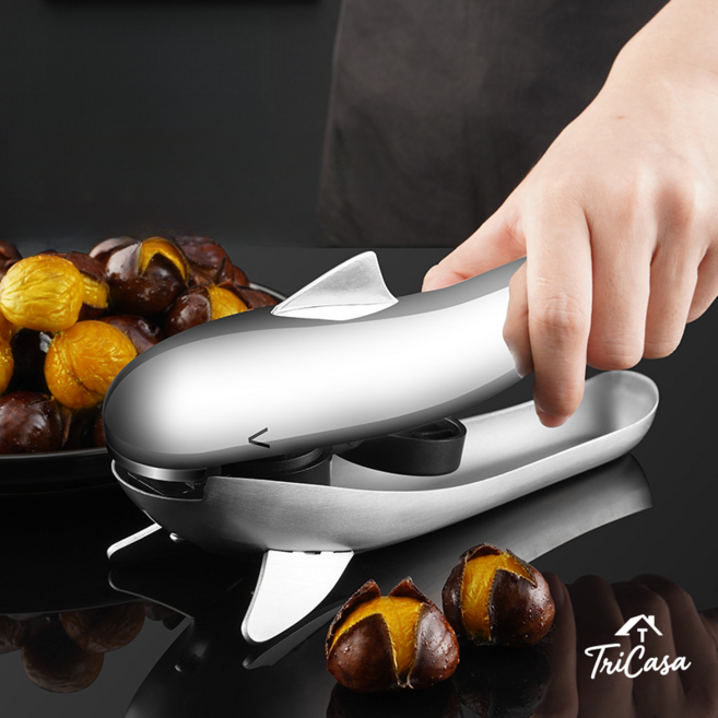 2025년 최신형 돌고래 밤까기 손쉬운 밤까는 기계 힘 절약 호두까기 밤 십자 칼밤가위 밤칼, 블루, 1개