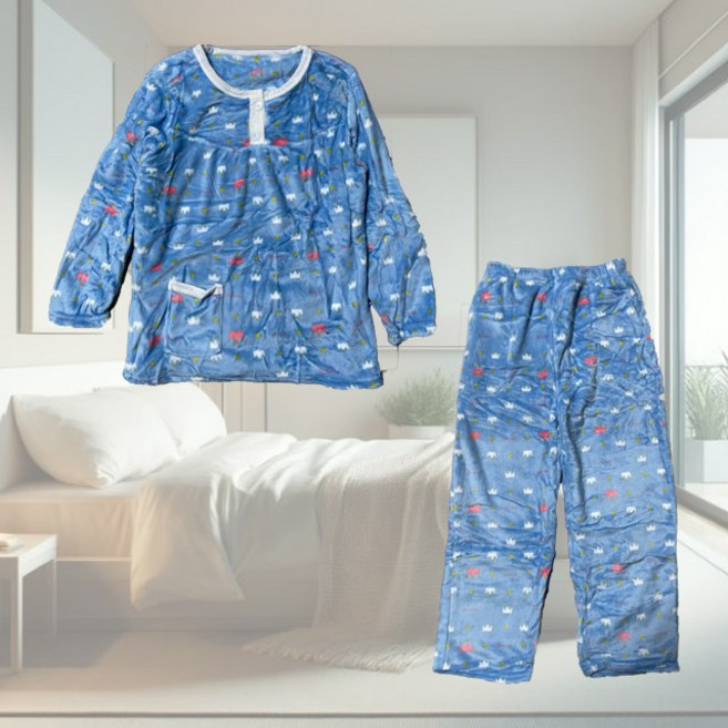 밍크 수면잠옷 3배 두께 두툼한 겨울 집순이를 만들어줄 여성용 초극세사 잠옷 세트