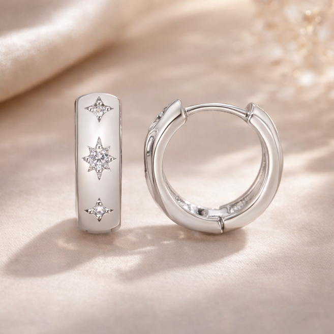 링귀걸이 화려한 별 포인트 원터치 귀걸이 여성스러운 유니크 이어링 악세사리 SP032
