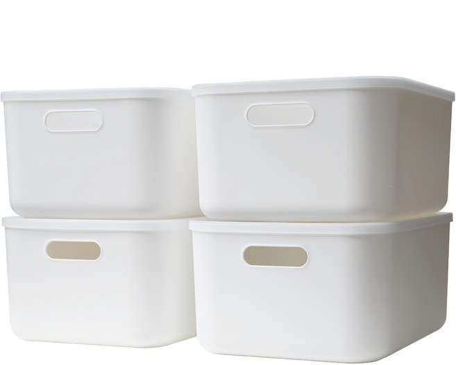 가규 국내제조 모던 라운드 팬트리 리빙박스, 화이트, M, 4개