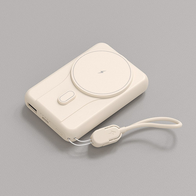 드리온 무선 충전 보조배터리 10000mAh C to C 케이블포함 D-MAG-10000, 베이지