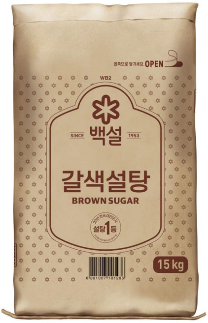 백설 갈색 설탕, 15kg, 5개