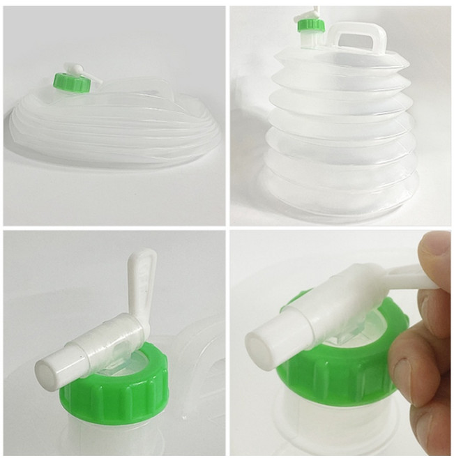 HS 생수통 자바라 물통 약수 이동식 접이식 투명 7단 10L, 1개