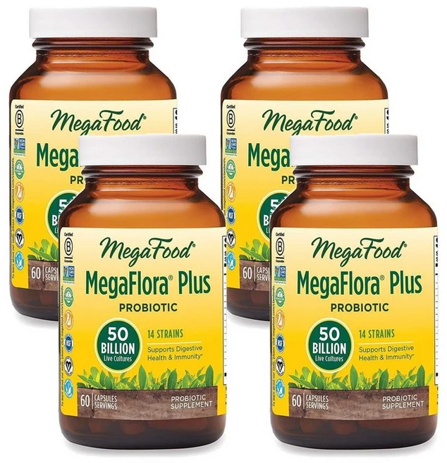 메가푸드 메가플로라 플러스 유산균 500억 CFU 2개월분, 4개, 60정 - 쿠팡