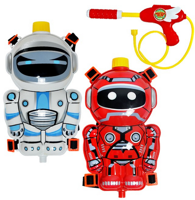 우주로봇 배낭 물총 2종 세트, 블루 + 레드, 1개