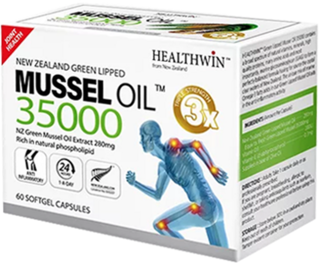 헬스윈 뉴질랜드 초록잎홍합 오일 35000mg 60캡슐, 4개, 4개, 60정