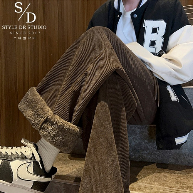 스타일닥터 남자 기모바지 겨울바지 패션 코듀로이팬츠 와이드팬츠 편안한 골덴바지 캐주얼 슬랙스 도톰 방한바지