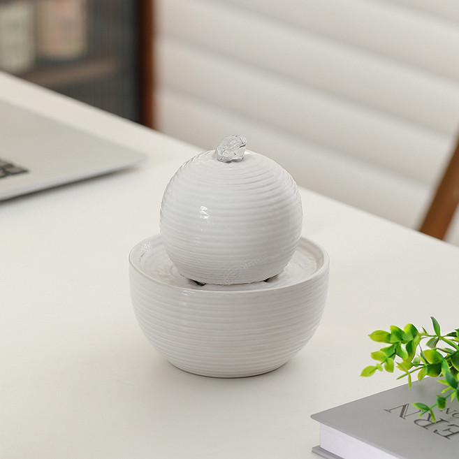 앤트앤비 미니 분수대 인테리어 실내 미니폭포 가정용 펌프 가습기, WF1088 화이트