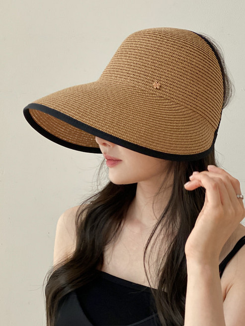 키메라제이 오리보넷 빅챙 라피아 지사 스트랩 버킷햇 썬캡 2color