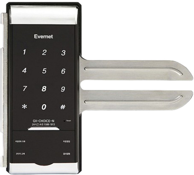 에버넷 초이스글라스/유리문전용도어락/강화도어, 초이스글라스실버(번호), 단순배송상품