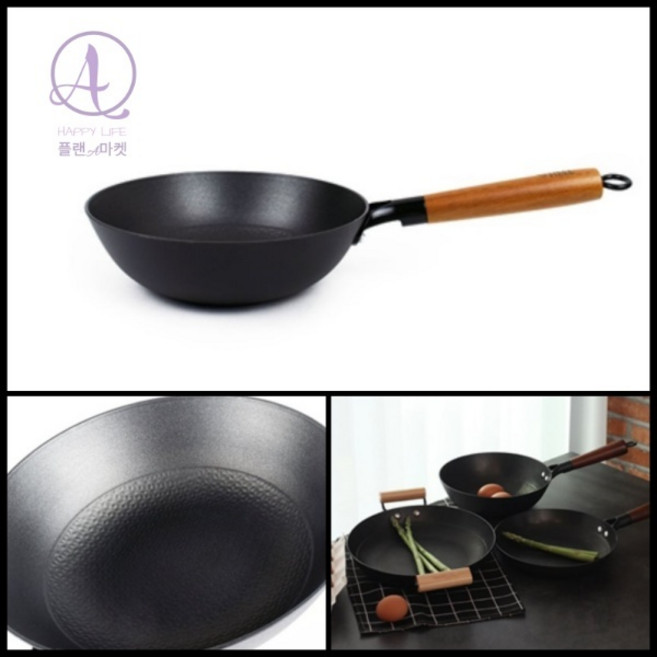 플랜A마켓 인덕션 주물 궁중팬 24cm 특수 열처리 잘 녹슬지 않는 경량 무쇠팬 무쇠주물웍, 1개, 45cm, 주철