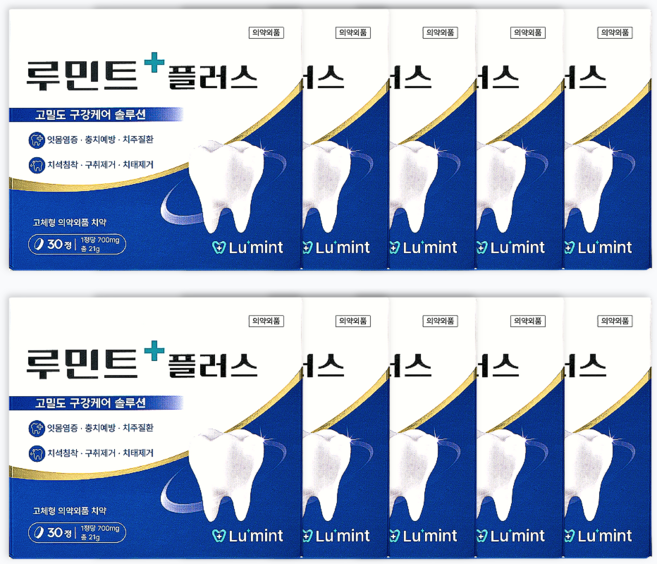 루민트플러스 가루 압축 특허성분 고체치약 치석침착 잇몸질환 충치예방 구취제거 1박스 30회분, 10개, 21g