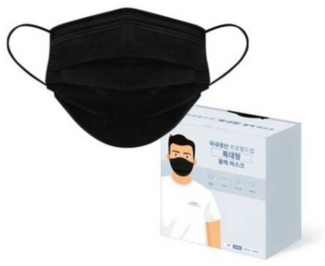 특대형 국산덴탈마스크 100매 얼큰이마스크, 블랙, 1박스, 100매입