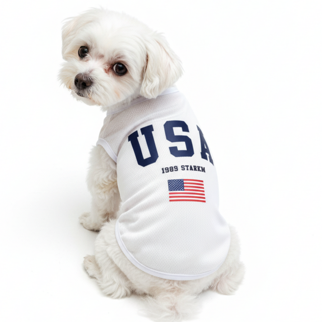 카라몰리 강아지 옷 반려동물 메쉬 티셔츠, 1개, 화이트