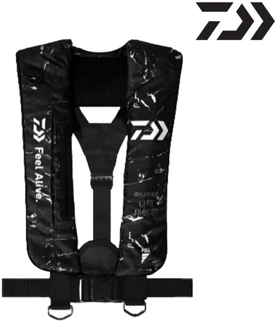 다이와 25년출시 선상낚시 구명복 자동팽창식 구명조끼 DF-9105, 블랙카모
