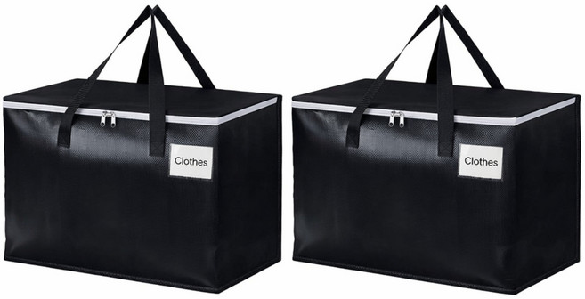 에이제이큐 초대형 방수 다용도 이사가방 정리함, 2개, 블랙