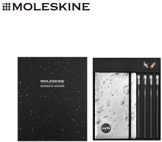 MOLESKINE NASA靈感 X BLACKWING 限量套裝 L型橫線筆記本 4支鉛筆 2個配件, 1個, 多色