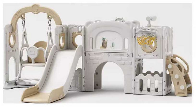 가정용 정글짐 미끄럼틀 어린이 놀이터 실내 키즈 카키 미끄럼틀 세트, 1개, 싱글슬라이드+볼프레임(화이트)