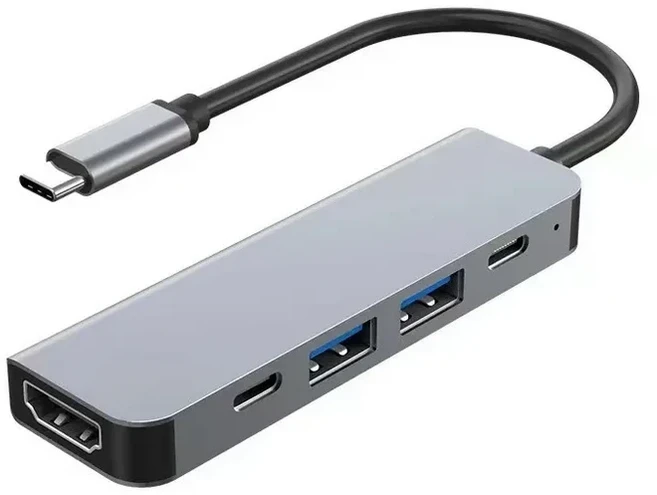 고속 7-in-1 USB-C 허브: 노트북 및 맥북용 PD 충전 기능이 있는 멀티 디바이스 도킹 스테이션, 1개, 02 5 in 1