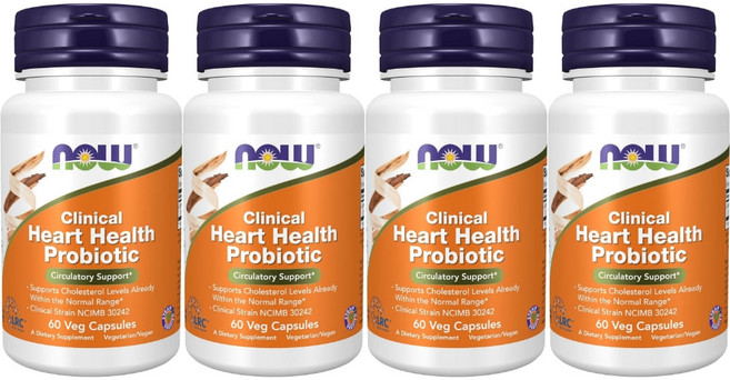 나우푸드 클리니컬 하트 헬스 프로바이오틱 25억 CFU 유산균 베지캡슐, 60정, 4팩