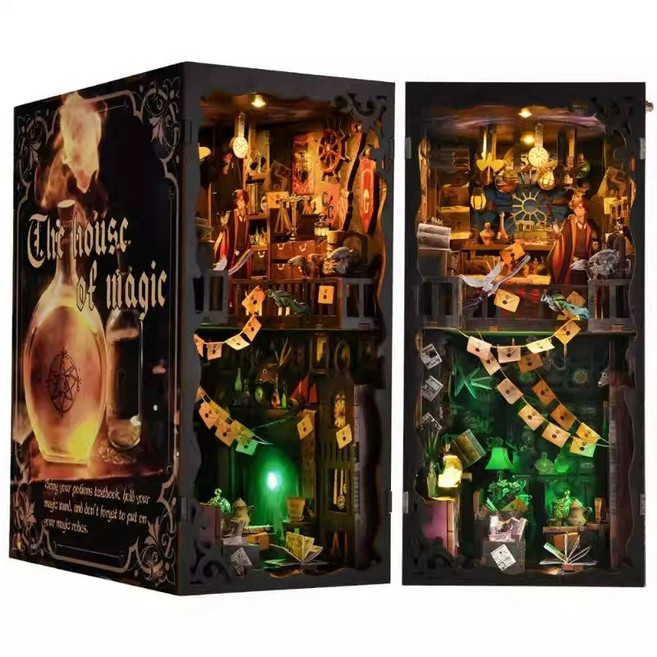 DIY 북눅 책꽂이 만들기 인테리어 책장 소품 마법의 약방 책꽂이 미니어처 만들기 조립 키트 초보자 입문용, 하우스오브매직, 1개