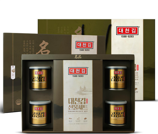 대천김 곱창캔김 4캔 + 재래김 8p, 1세트