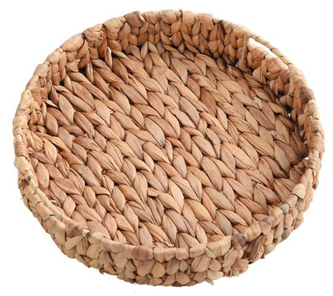 달빛마켓 내츄럴 하이신스 원형 손잡이 라탄바구니 과일 소품 베이커리 바스켓, S사이즈, 1개