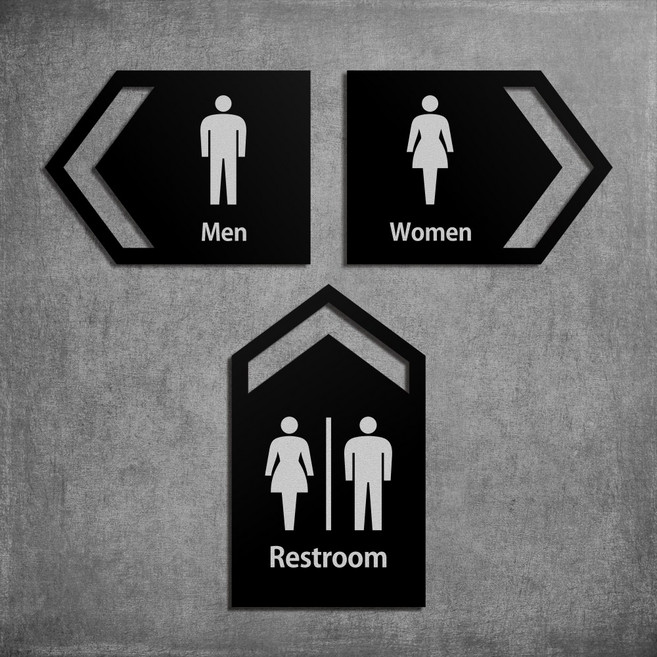 카시드 화장실표지판 Direction 화장실 방향 표지판 화살표 표찰 표시판 안내판 간판 문패 팻말 명판 남자용 여자용, 200*150mm