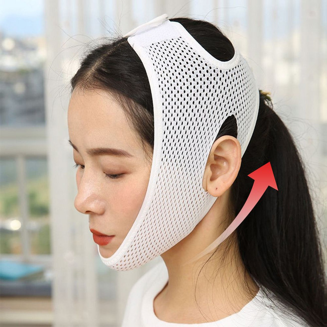메쉬리프팅밴드 브이라인 얼굴 마사지 이중턱 메쉬, 메쉬리프팅_화이트, 1개